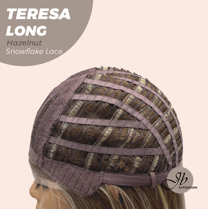 JBEXTENSION 22 Inches Long Hazelnut Pre-Cut Snowflake Lace Frontlace Glueless Wig TERESA LONG HAZELNUT【PERMATEASE】【BENDY EAR TABS】- M/L