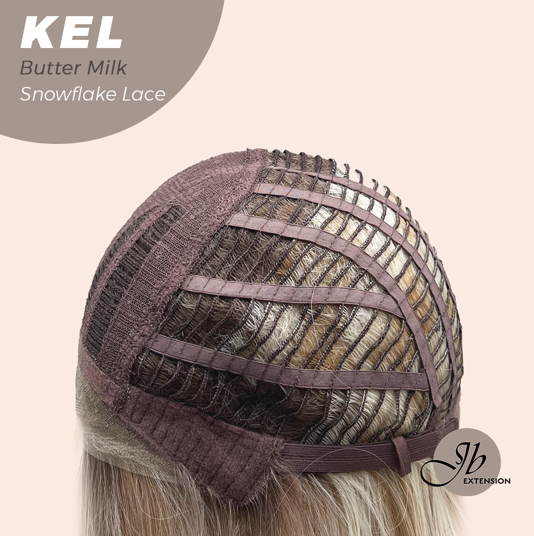 JBEXTENSION 22 Inches Butter Milk Pre-Cut Snowflake Lace Frontlace Glueless Wig KEL BUTTER MILK【PERMATEASE】【BENDY EAR TABS】- S/M