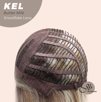 JBEXTENSION 22 Inches Butter Milk Pre-Cut Snowflake Lace Frontlace Glueless Wig KEL BUTTER MILK【PERMATEASE】【BENDY EAR TABS】- S/M