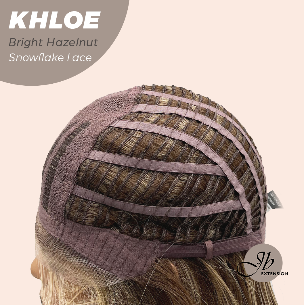 JBEXTENSION 12 Inches Bob Cut Bright Hazelnut Pre-Cut Snowflake Lace Frontlace Glueless Wig KHLOE BRIGHT HAZELNUT【PERMATEASE】【BENDY EAR TABS】- M/L