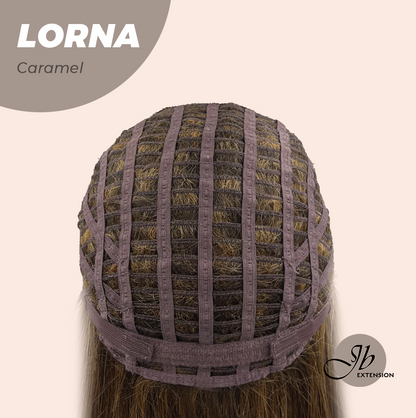 [FINAL SALE] HOT OF SEASON -18 Inches Caramel Curly Women Fashion Full Machine Wig With Bangs LORNA CARAMEL【PLUS PERMATEASE】【BENDY EAR TABS】