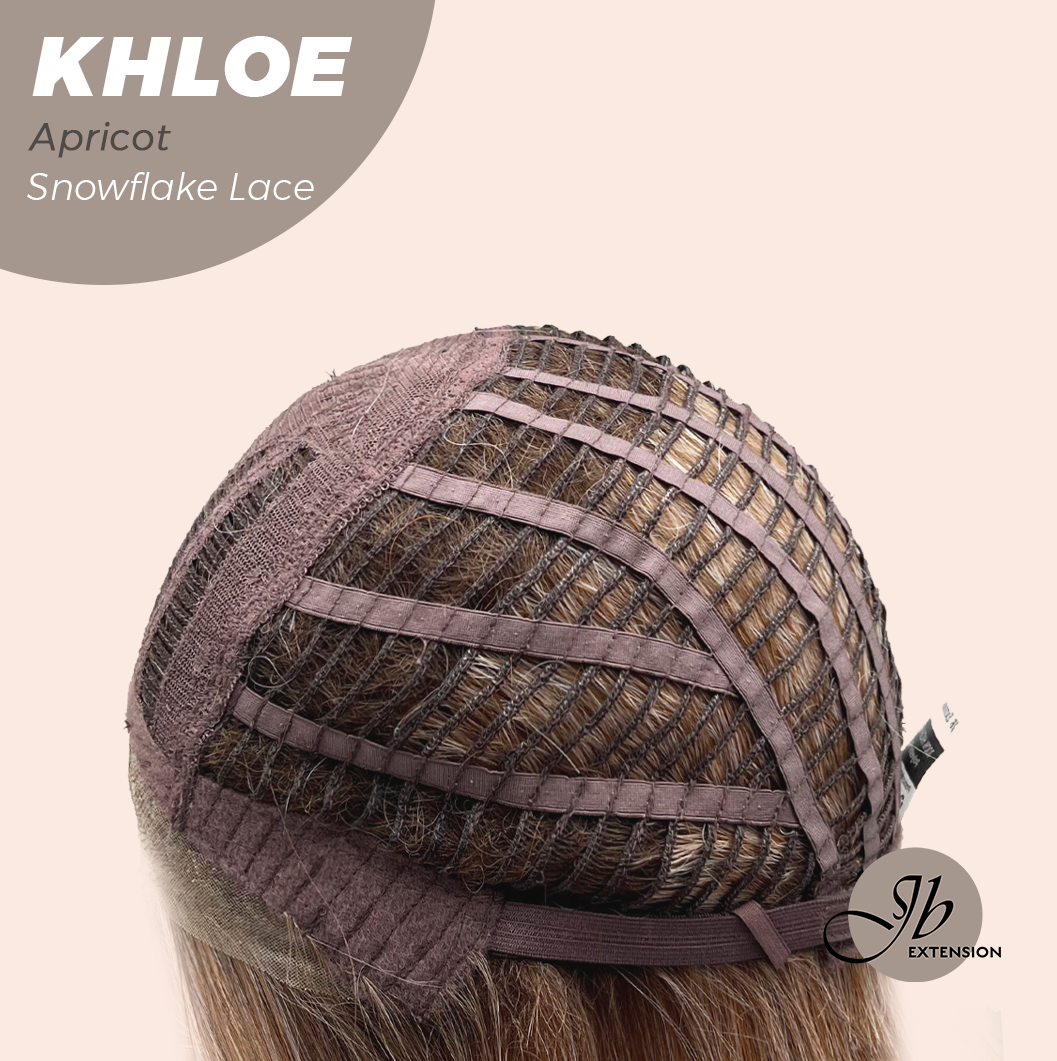 JBEXTENSION 12 Inches Bob Cut Apricot Pre-Cut Snowflake Lace Frontlace Glueless Wig KHLOE APRICOT【PERMATEASE】【BENDY EAR TABS】- S/M