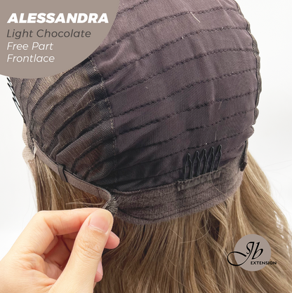 JBEXTENSION 20 Inches Light Chocolate Curly Fiber X, Tangle Less Pre-Cut Free Part Frontlace Glueless Wig ALESSANDRA LIGHT CHOCOLATE【FIBER X】