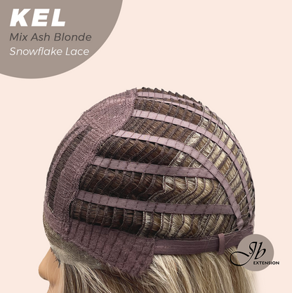 JBEXTENSION 22 Inches Mix Ash Blonde Pre-Cut Snowflake Lace Frontlace Glueless Wig KEL MIX ASH BLONDE【PERMATEASE】【BENDY EAR TABS】- M/L