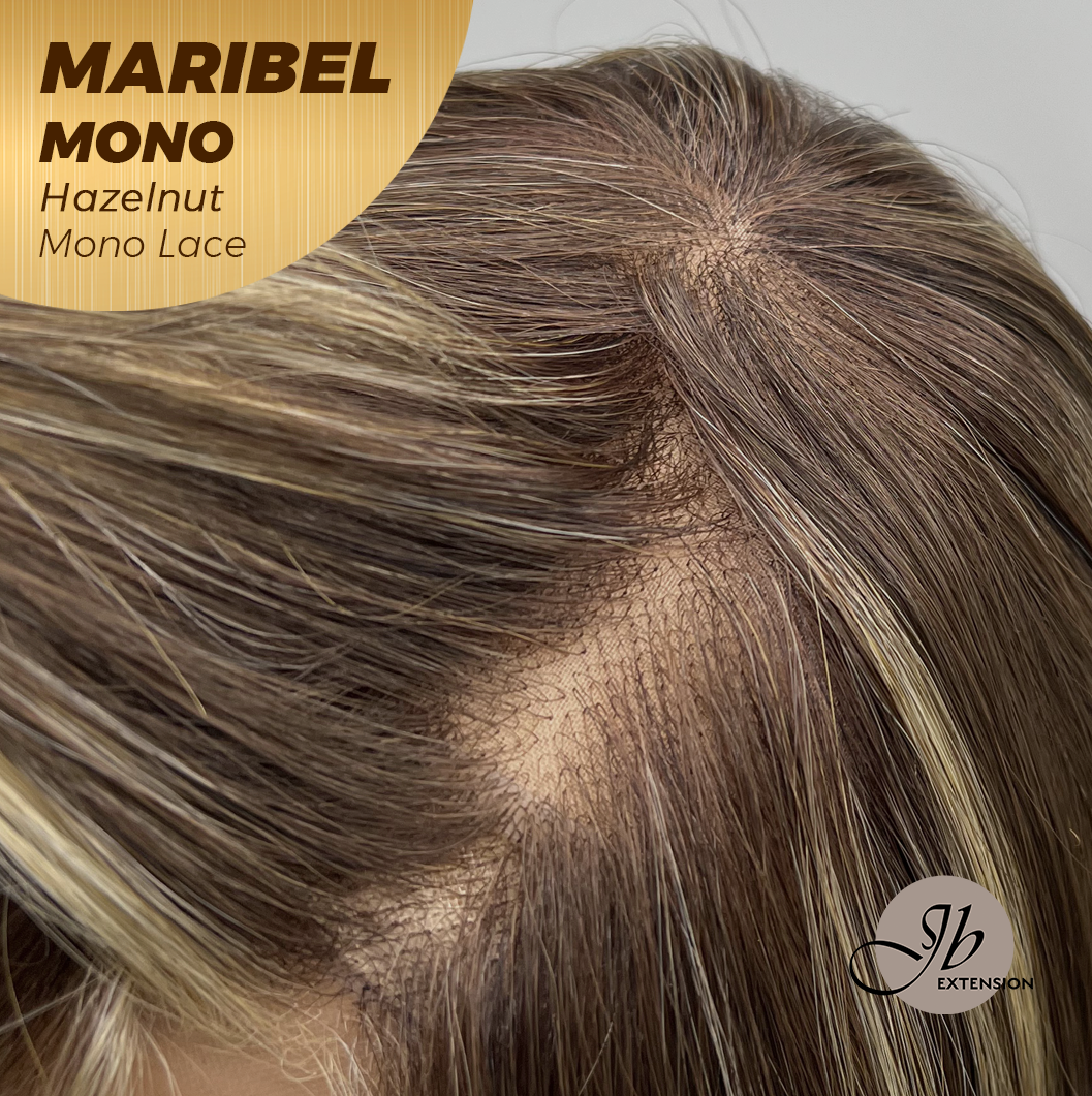 JBEXTENSION MARIBEL MONO HAZELNUT Monofilament Handmade Wig 6X5 Full Monofilament Hand Tied Top Wig 16 Inches Hazelnut Wave Mono Lace Wig With Anti-slip Silicone Strips Glueless Wig MARIBEL MONO HAZELNUT【BENDY EAR TABS】