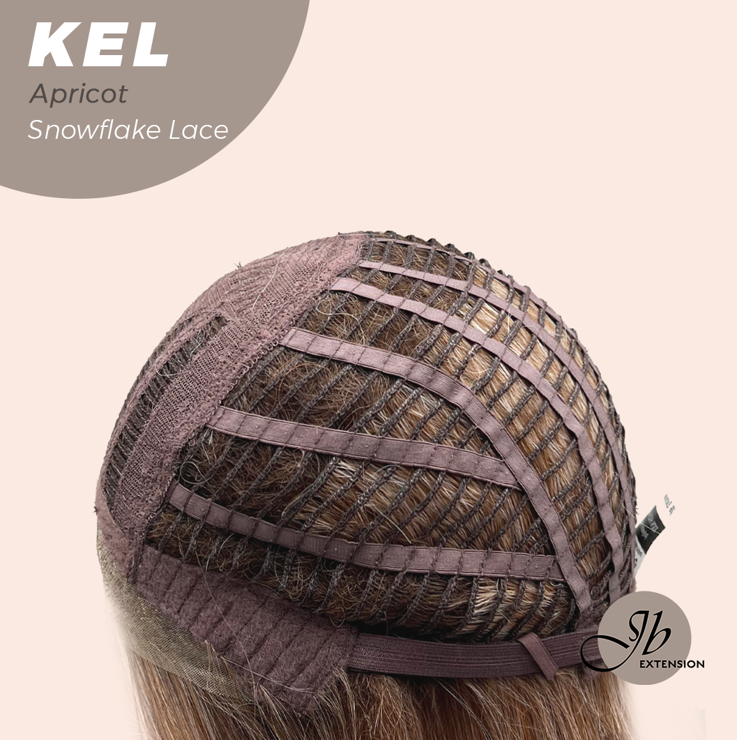 JBEXTENSION 22 Inches Apricot Pre-Cut Snowflake Lace Frontlace Glueless Wig KEL APRICOT【PERMATEASE】【BENDY EAR TABS】- S/M