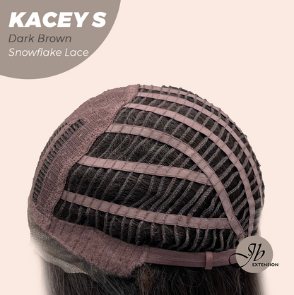 JBEXTENSION 20 Inches Dark Brown Pre-Cut Snowflake Lace Frontlace Glueless Wig KACEY S DARK BROWN【PERMATEASE】【BENDY EAR TABS】- M/L