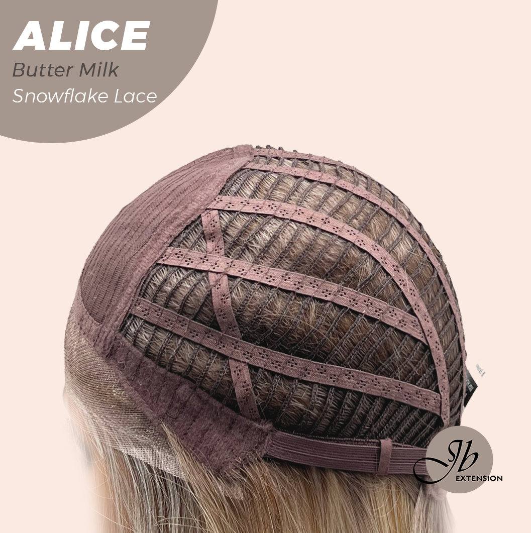 JBEXTENSION 12 Inches Butter Milk Pre-Cut Side Part Snowflake Lace Frontlace Glueless Wig ALICE BUTTER MILK【BENDY EAR TABS】- M/L