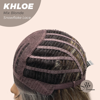 JBEXTENSION 12 Inches Bob Cut Mix Blonde Pre-Cut Snowflake Lace Frontlace Glueless Wig KHLOE MIX BLONDE【PERMATEASE】【BENDY EAR TABS】- M/L