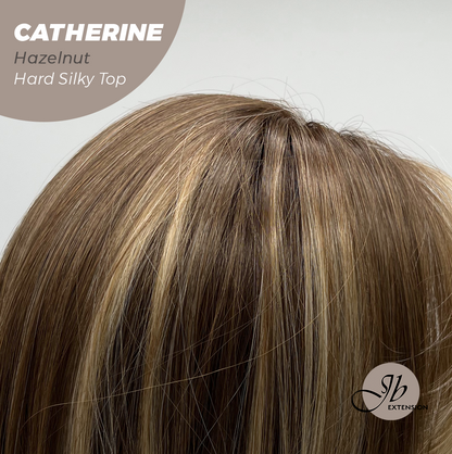 HOT OF SEASON - 25 Inches Scalpiana Hazelnut 3.5X4 Hard Silky Top Natural Scalp Effect Wig With Bangs CATHERINE HAZELNUT
