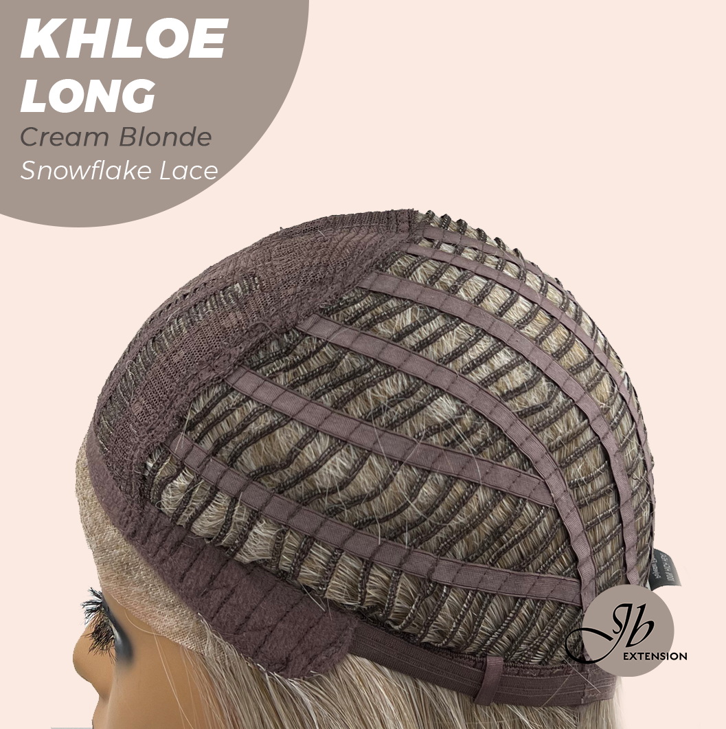 [FINAL SALE] JBEXTENSION 18 Inches Cream Blonde Pre-Cut Snowflake Lace Frontlace Glueless Wig KHLOE LONG CREAM BLONDE【PERMATEASE】【BENDY EAR TABS】