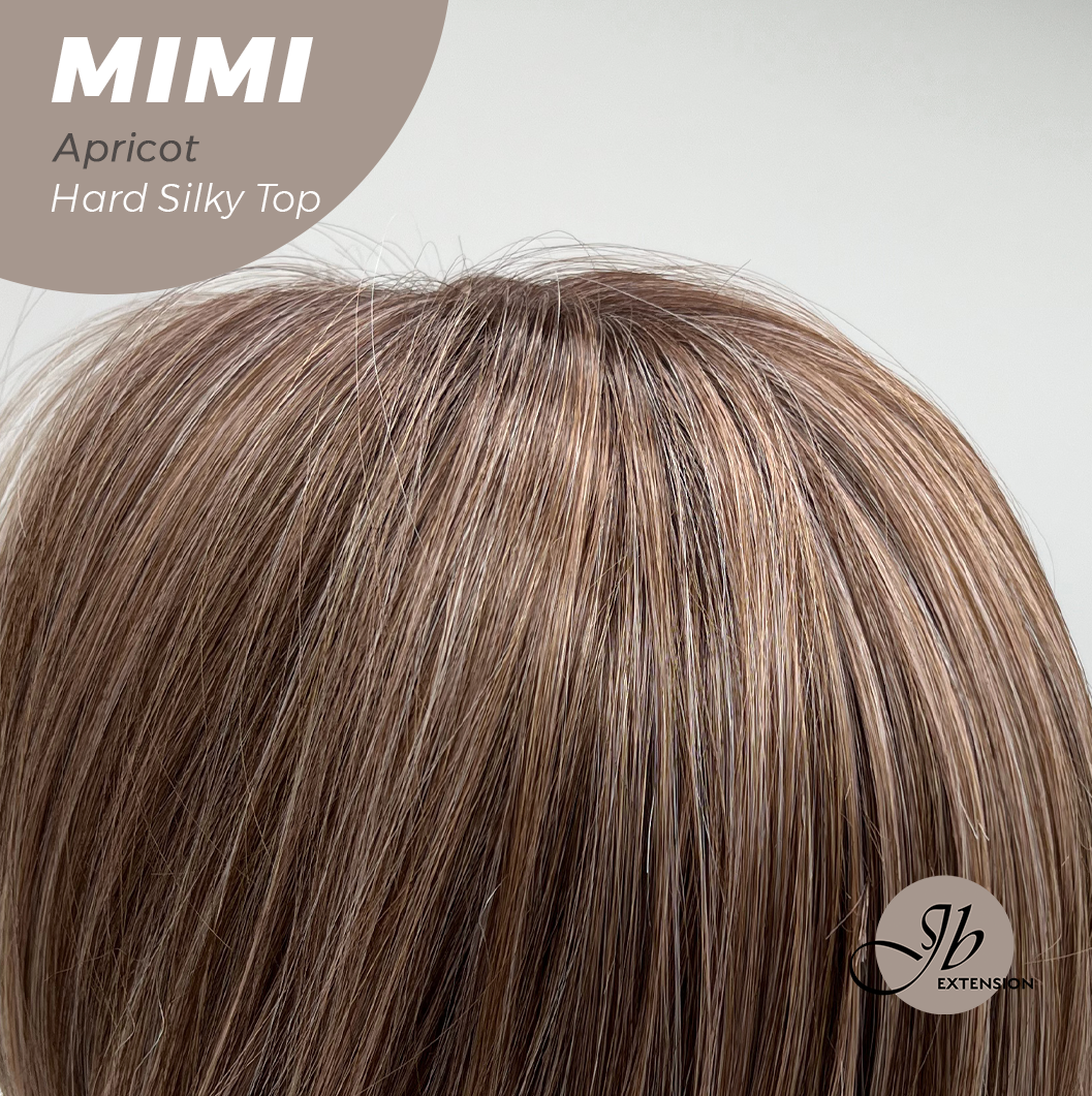JBEXTENSION 16 Inches Scalpiana 3.5X4 Hard Silky Top Natural Scalp Effect Apricot Body Wave Wig with Bangs Wig MIMI SILKY TOP - APRICOT