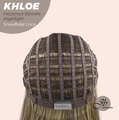 JBEXTENSION 12 Inches Bob Cut Hazelnut Blonde Highlight Pre-Cut Snowflake Lace Frontlace Glueless Wig KHLOE HAZELNUT【PERMATEASE】【BENDY EAR TABS】- M/L