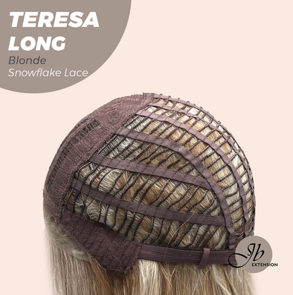 JBEXTENSION 22 Inches Long Blonde Pre-Cut Snowflake Lace Frontlace Glueless Wig TERESA LONG BLONDE【PERMATEASE】【BENDY EAR TABS】- M/L