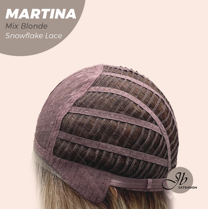 JBEXTENSION 17 Inches Wave Mix Blonde Pre-Cut Side Part Snowflake Lace Frontlace Glueless Wig MARTINA MIX BLONDE【BENDY EAR TABS】