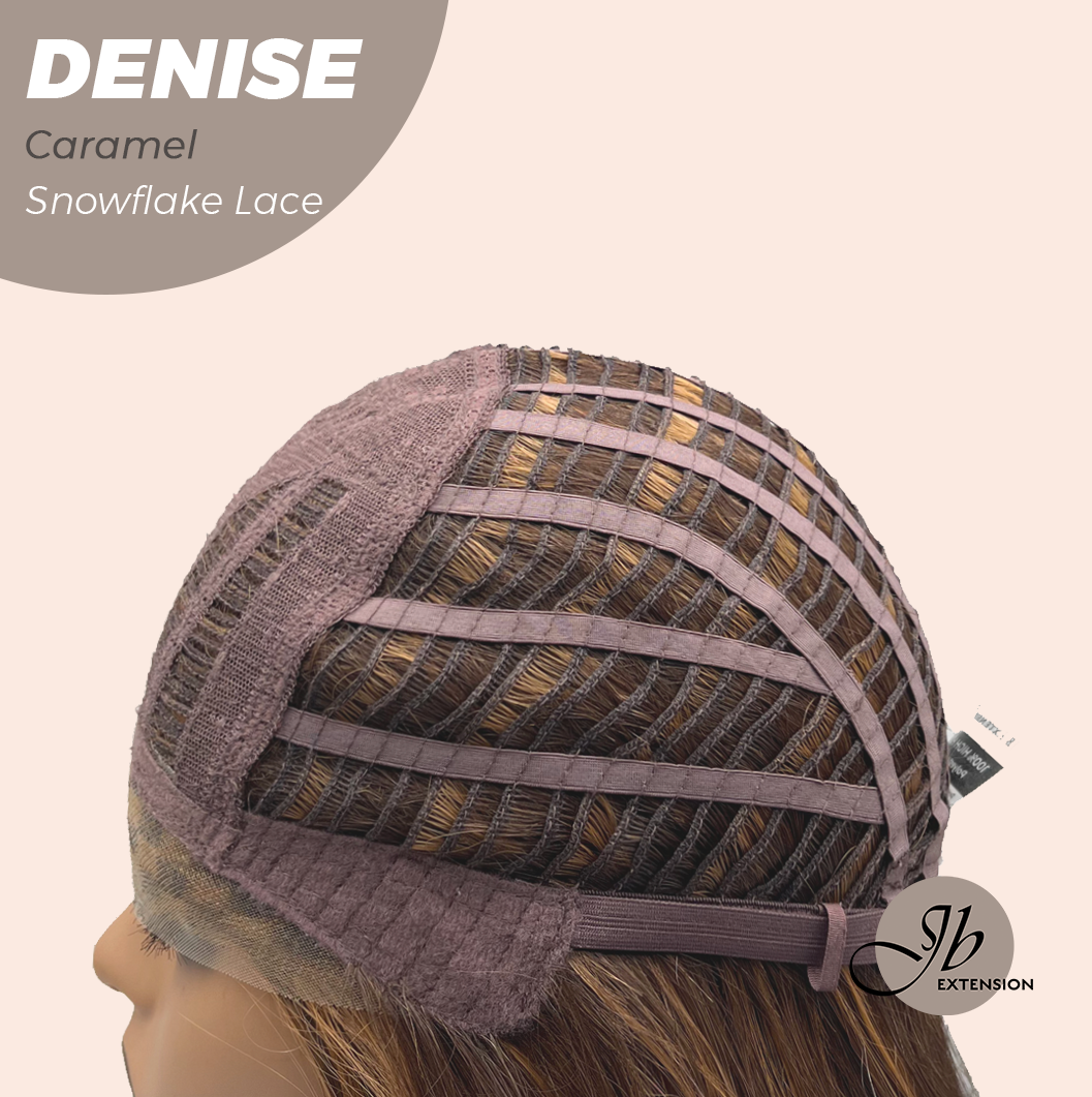JBEXTENSION 24 Inches Caramel Wave Pre-Cut Snowflake Lace Frontlace Glueless Wig DENISE CARAMEL【PERMATEASE】【BENDY EAR TABS】- M/L