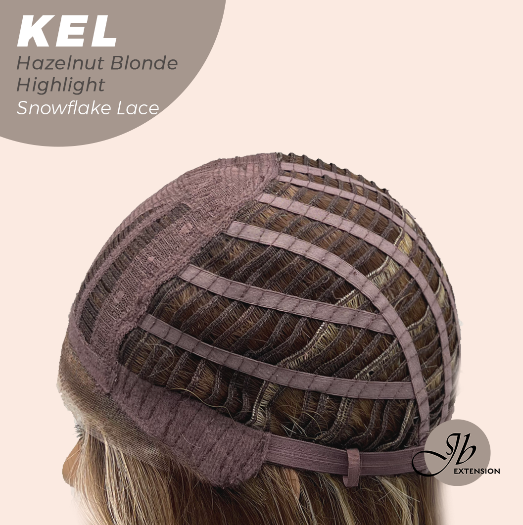 Get this Influencer Look with Hazelnut Blonde Highlight Pre-Cut Snowflake Lace Wig KEL HAZELNUT- S/M