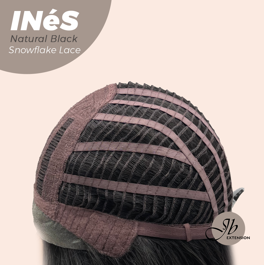 JBEXTENSION 22 Inches Natural Black Pre-Cut Snowflake Lace Frontlace Glueless Wig INéS NATURAL BLACK【PERMATEASE】【BENDY EAR TABS】- M/L