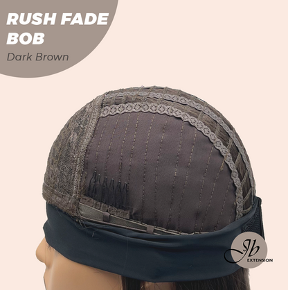 JBEXTENSION 12 Inches Short Hair Dark Brown Headband Wig RUSH FADE BOB - DARK BROWN