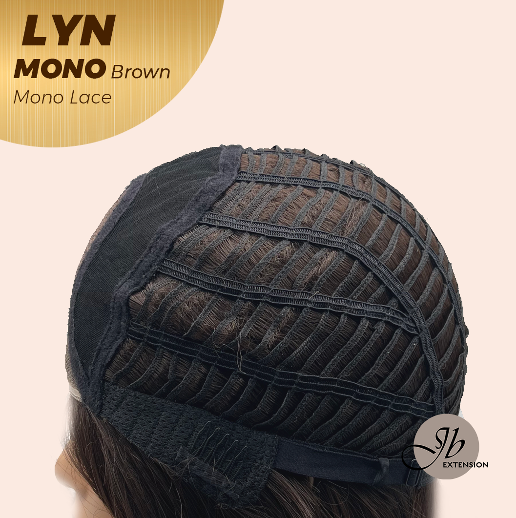 JBEXTENSION LYN MONO Partial Monofilament Wig 17 Inches Brown Partial Mono Lace Glueless Wig LYN MONO BROWN【BENDY EAR TABS】