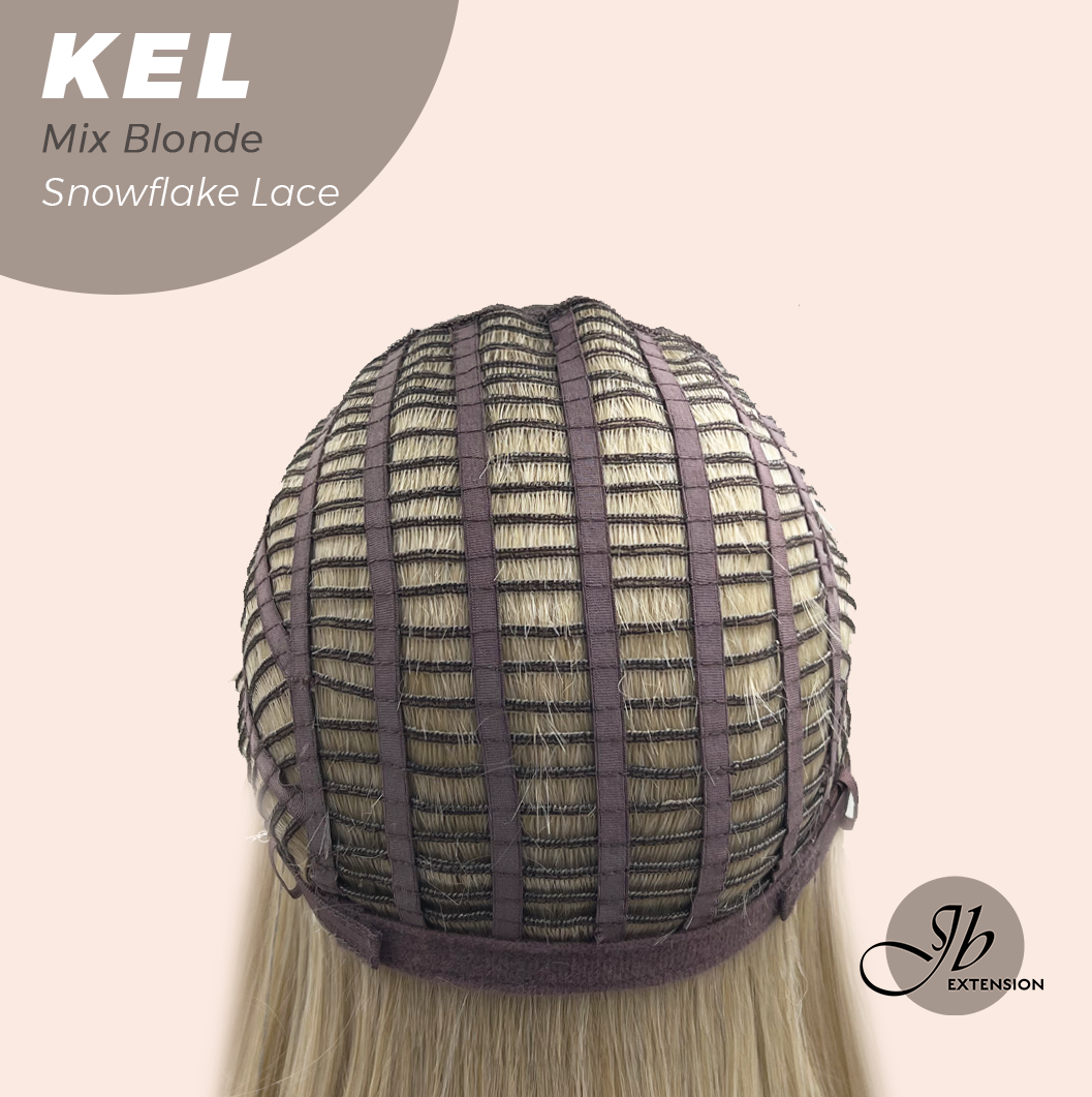 JBEXTENSION 22 Inches Mix Blonde Pre-Cut Snowflake Lace Frontlace Glueless Wig KEL MIX BLONDE【PERMATEASE】【BENDY EAR TABS】- M/L