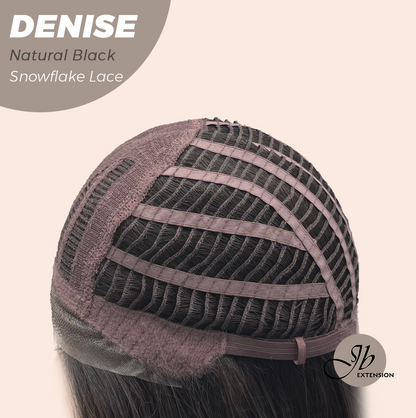 [FINAL SALE] JBEXTENSION 24 Inches Natural Black Wave Pre-Cut Snowflake Lace Frontlace Glueless Wig DENISE NATURAL BLACK【PERMATEASE】【BENDY EAR TABS】- S/M