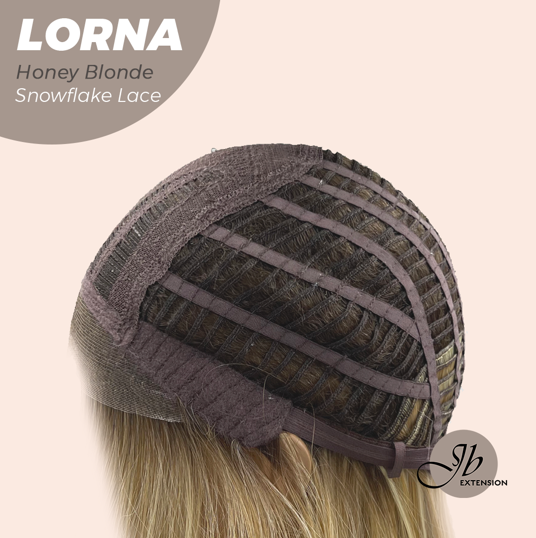 [FINAL SALE] JBEXTENSION 18 Inches Honey Blonde Curly Pre-Cut Snowflake Lace Frontlace Glueless Wig LORNA SNOWFLAKE HONEY BLONDE【PERMATEASE】【BENDY EAR TABS】
