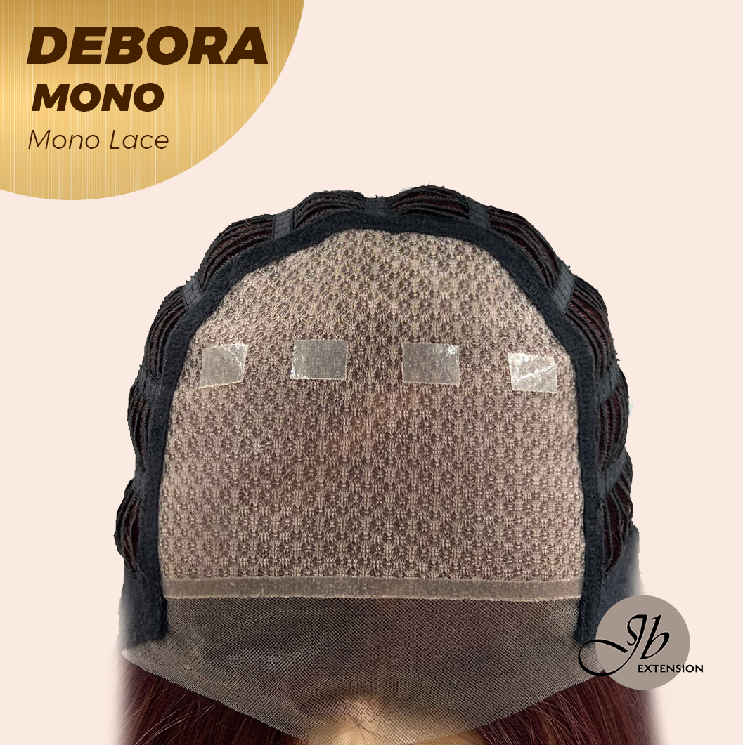 JBEXTENSION DEBORA MONO Monofilament Handmade Wig 6X5 Full Monofilament Hand Tied Top Wig 20 Inches Dark Red Mono Lace Wig With Anti-slip Silicone Strips Glueless Wig DEBORA MONO【BENDY EAR TABS】