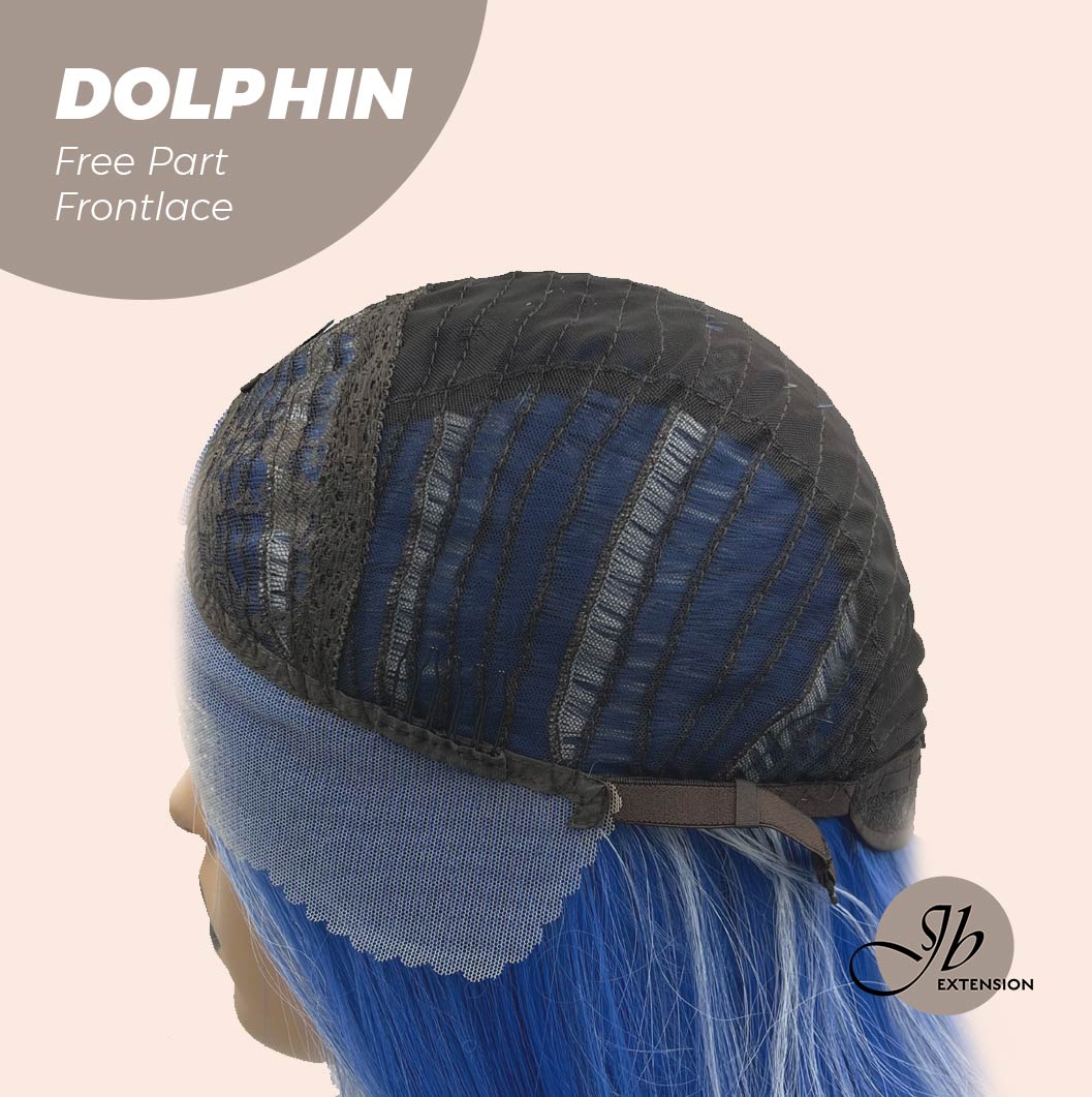 [FINAL SALE] JBEXTENSION 12 Inches Bob Cut Blue With White Highlight Free Part Pre-Cut Frontlace Glueless Wig DOLPHIN