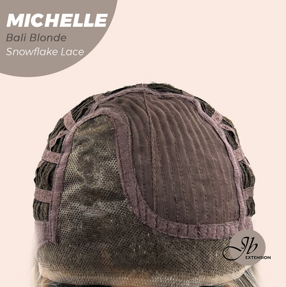 JBEXTENSION 10 Inches Bali Blonde Pre-Cut Side Part Snowflake Lace Frontlace Glueless Wig MICHELLE BALI BLONDE【BENDY EAR TABS】- M/L