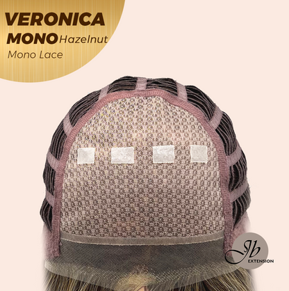 JBEXTENSION VERONICA MONO HAZELNUT Monofilament Handmade Wig 6X5 Full Monofilament Hand Tied Top Wig 12 Inches Hazelnut Wave Mono Lace Wig With Anti-slip Silicone Strips Glueless Wig VERONICA MONO HAZELNUT【BENDY EAR TABS】