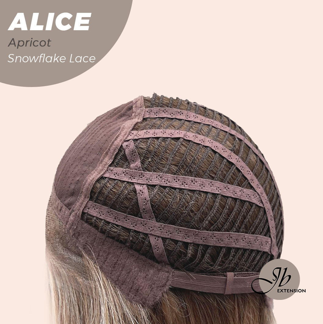 JBEXTENSION 12 Inches Apricot Pre-Cut Side Part Snowflake Lace Frontlace Glueless Wig ALICE APRICOT【BENDY EAR TABS】- S/M