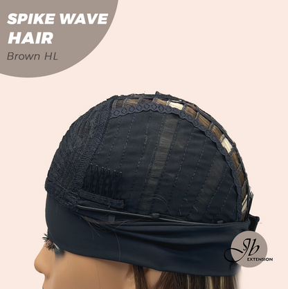JBEXTENSION 24 Inches Long Curly Hair Brown Highlight Headband Wig SPIKE WAVE HAIR - BROWN HIGHLIGHT