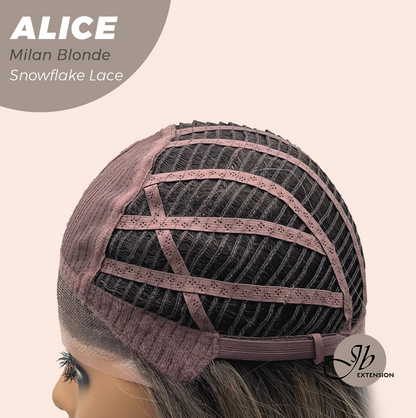 JBEXTENSION 12 Inches Milan Blonde Pre-Cut Side Part Snowflake Lace Frontlace Glueless Wig ALICE MILAN BLONDE【BENDY EAR TABS】- M/L