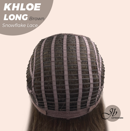 [FINAL SALE] HOT OF SEASON - 18 Inches Brown Pre-Cut Snowflake Lace Frontlace Glueless Wig KHLOE LONG BROWN【PERMATEASE】【BENDY EAR TABS】- S/M