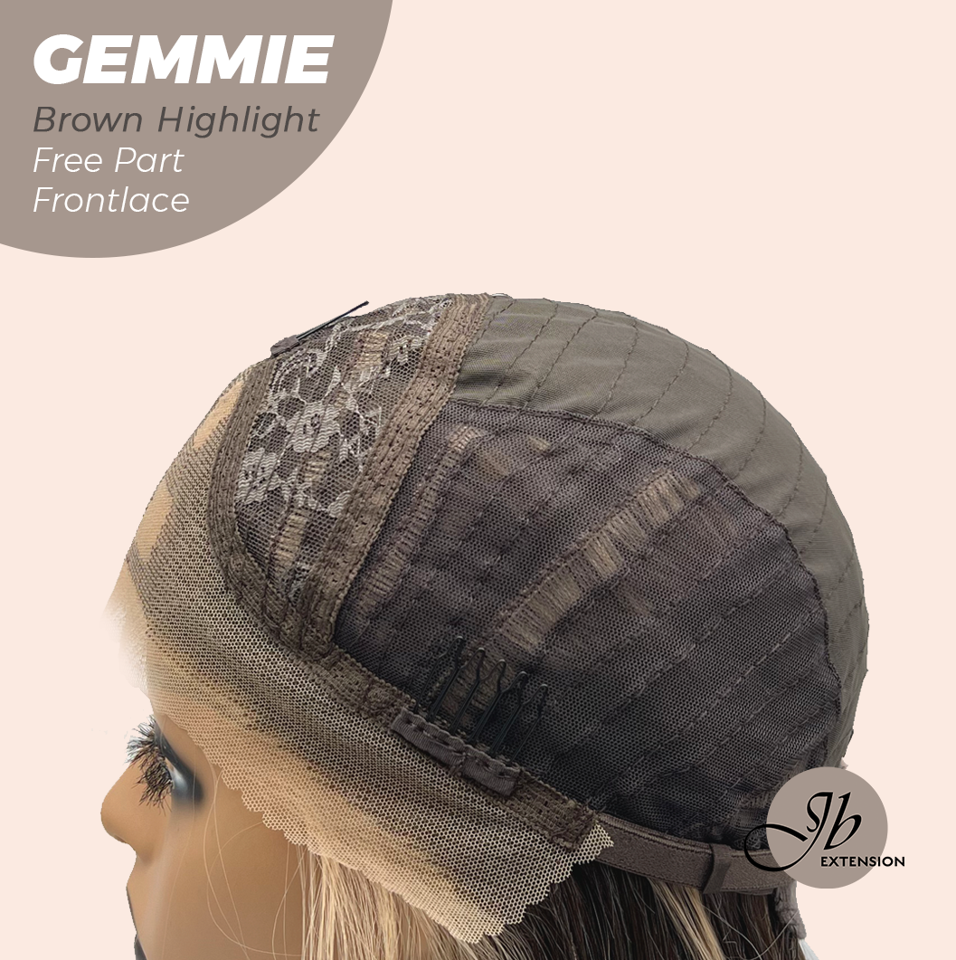 [FINAL SALE] JBEXTENSION 20 Inches Brown Highlight Pre-Cut Free Part Frontlace Glueless Wig GEMMIE BROWN HIGHLIGHT