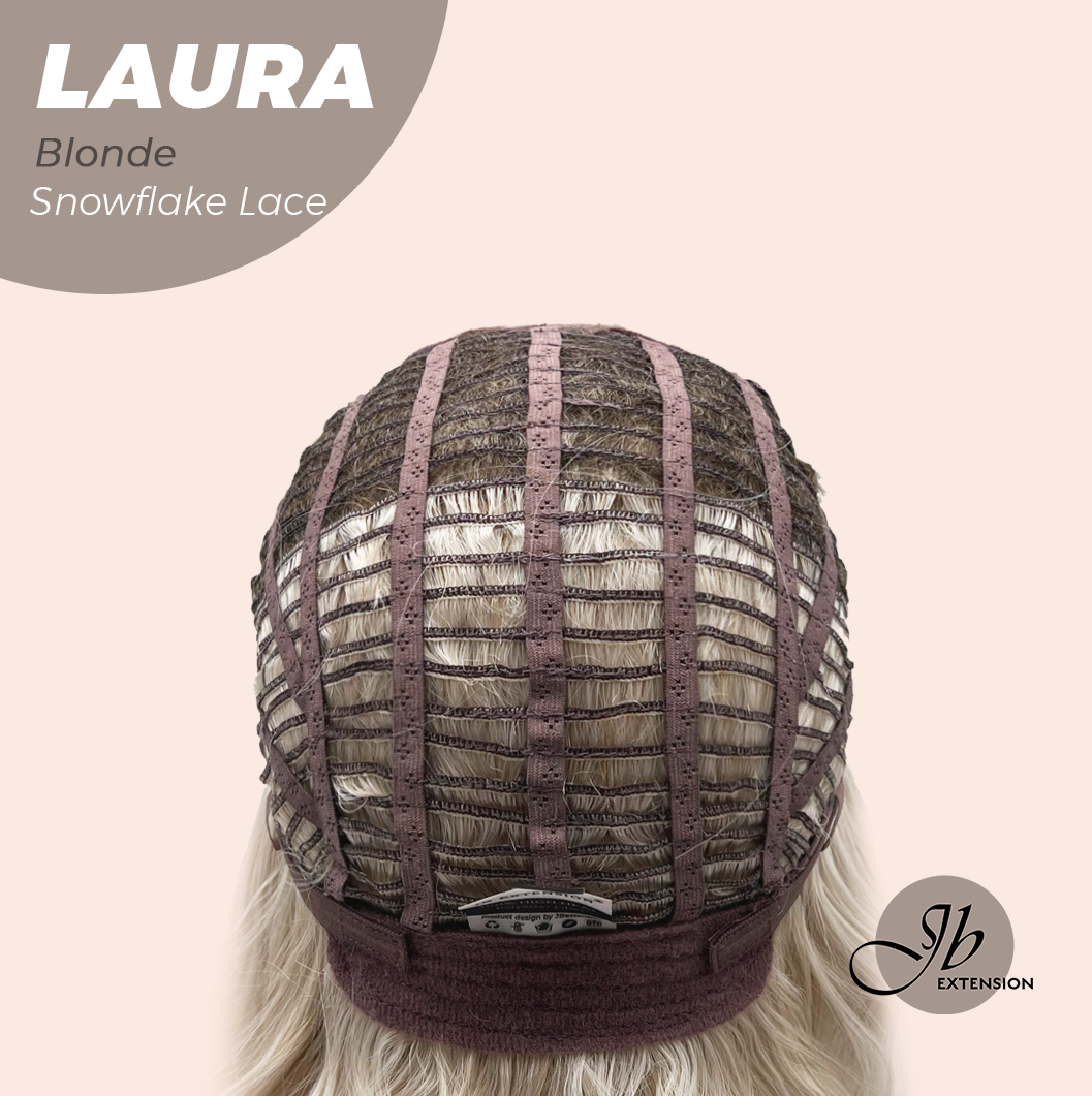 JBEXTENSION 14 Inches Blonde Pre-Cut Side Part Snowflake Lace Frontlace Glueless Wig LAURA SNOWFLAKE【BENDY EAR TABS】- S/M
