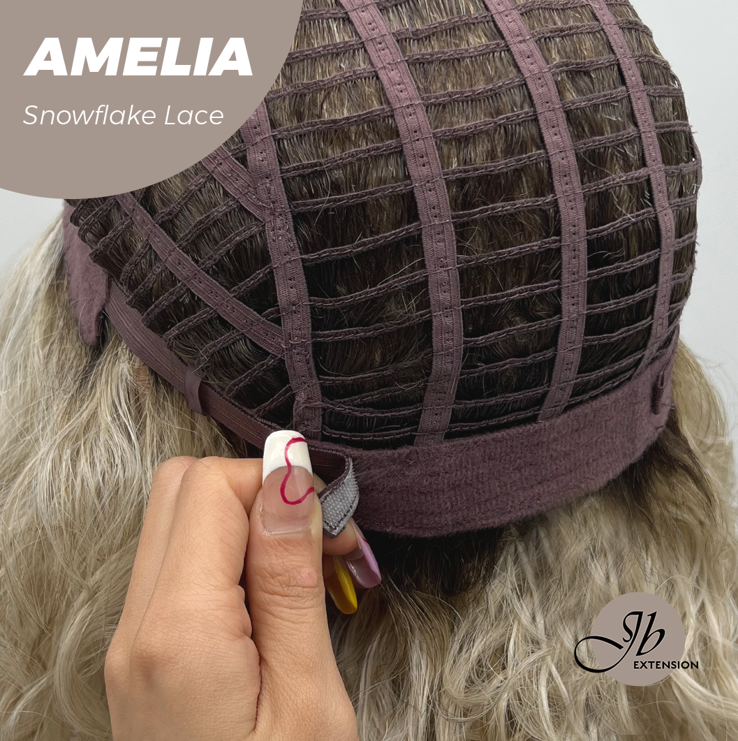 [FINAL SALE] JBEXTENSION 13 Inches Deep Curly Blonde Pre-Cut Snowflake Lace Frontlace Glueless Wig AMELIA【PERMATEASE】【BENDY EAR TABS】