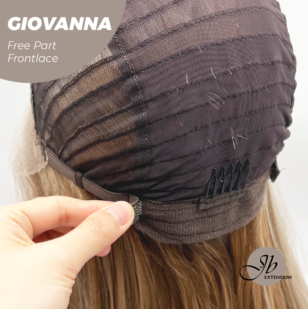 JBEXTENSION 22 Inches Mix Blonde Straight Fiber X, Tangle Less Pre-Cut Free Part Frontlace Glueless Wig GIOVANNA【FIBER X】
