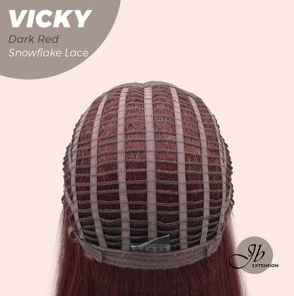 [FINAL SALE] JBEXTENSION 20 Inches Dark Red Pre-Cut Snowflake Lace Frontlace Glueless Wig VICKY DARK RED【PERMATEASE】【BENDY EAR TABS】