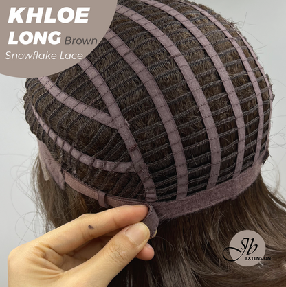 [FINAL SALE] HOT OF SEASON - 18 Inches Brown Pre-Cut Snowflake Lace Frontlace Glueless Wig KHLOE LONG BROWN【PERMATEASE】【BENDY EAR TABS】- S/M