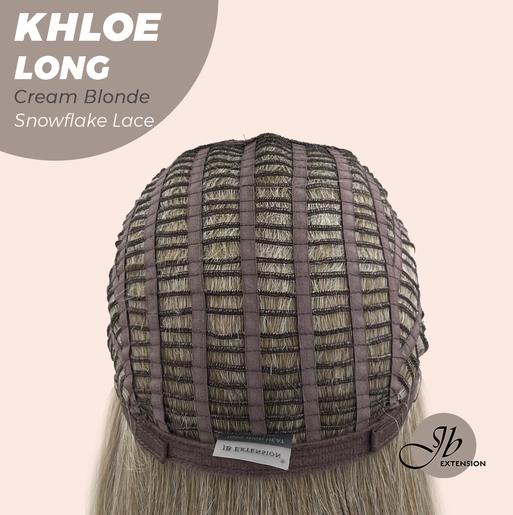 [FINAL SALE] JBEXTENSION 18 Inches Cream Blonde Pre-Cut Snowflake Lace Frontlace Glueless Wig KHLOE LONG CREAM BLONDE【PERMATEASE】【BENDY EAR TABS】