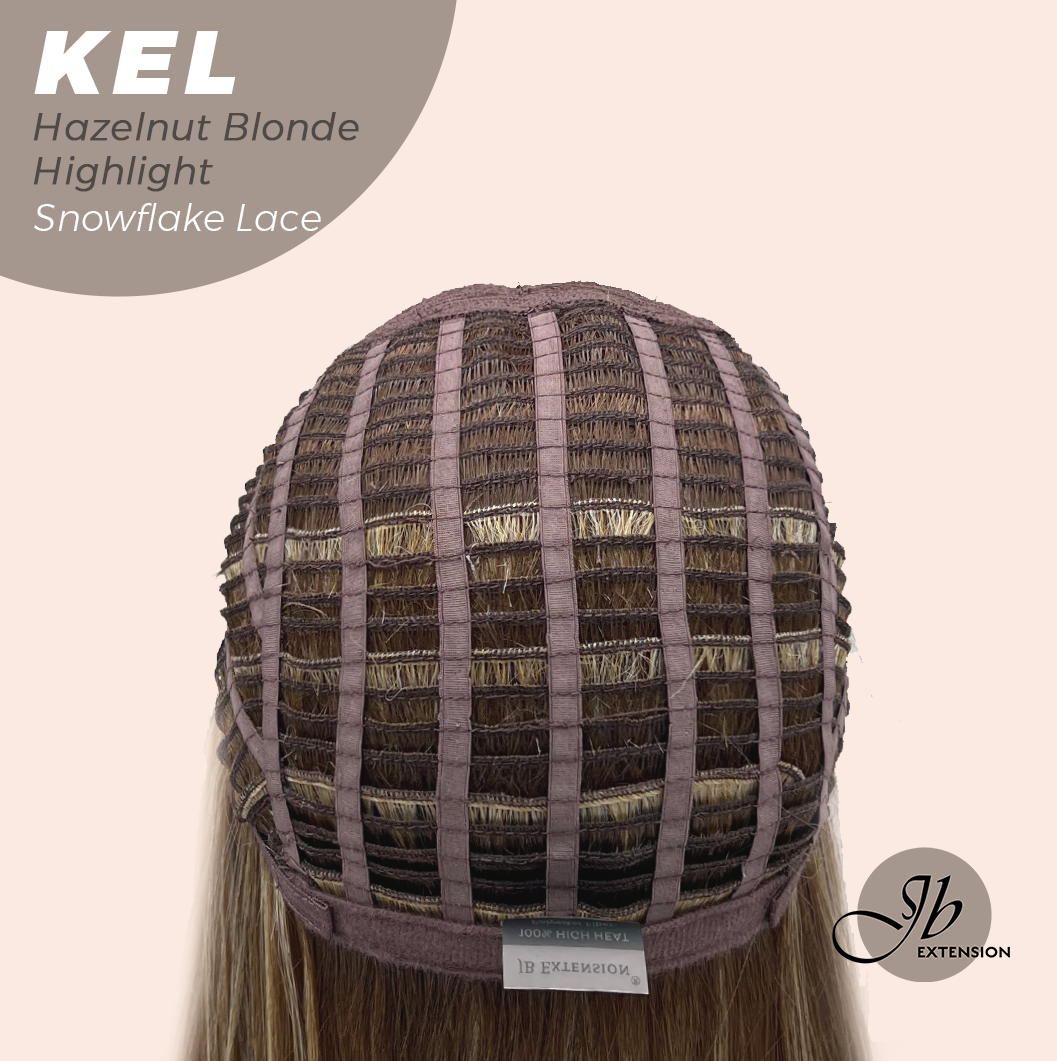 Get this Influencer Look with Hazelnut Blonde Highlight Pre-Cut Snowflake Lace Wig KEL HAZELNUT- S/M