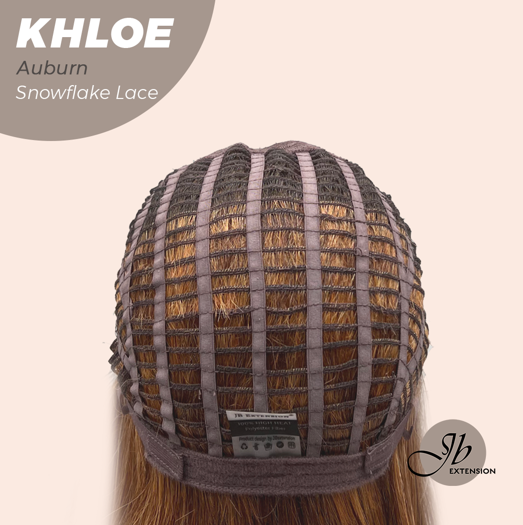 JBEXTENSION 12 Inches Bob Cut Auburn Pre-Cut Snowflake Lace Frontlace Glueless Wig KHLOE AUBURN【PERMATEASE】【BENDY EAR TABS】- M/L