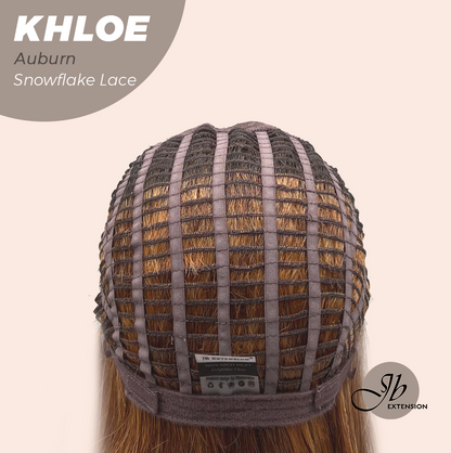 JBEXTENSION 12 Inches Bob Cut Auburn Pre-Cut Snowflake Lace Frontlace Glueless Wig KHLOE AUBURN【PERMATEASE】【BENDY EAR TABS】- M/L