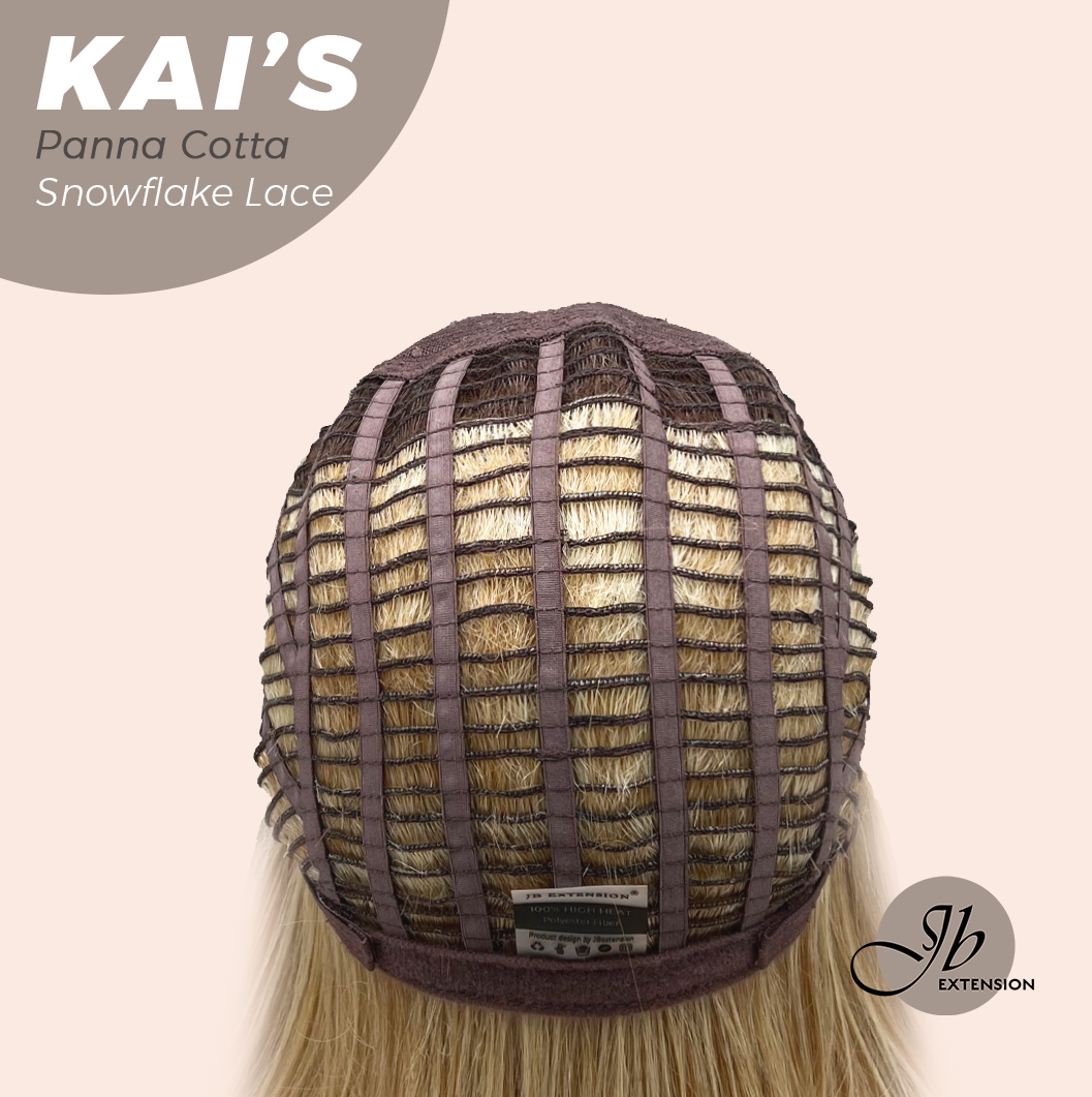 JBEXTENSION 18 Inches Panna Cotta Pre-Cut Snowflake Lace Frontlace Glueless Wig KAI'S PANNA COTTA【PERMATEASE】【BENDY EAR TABS】- M/L