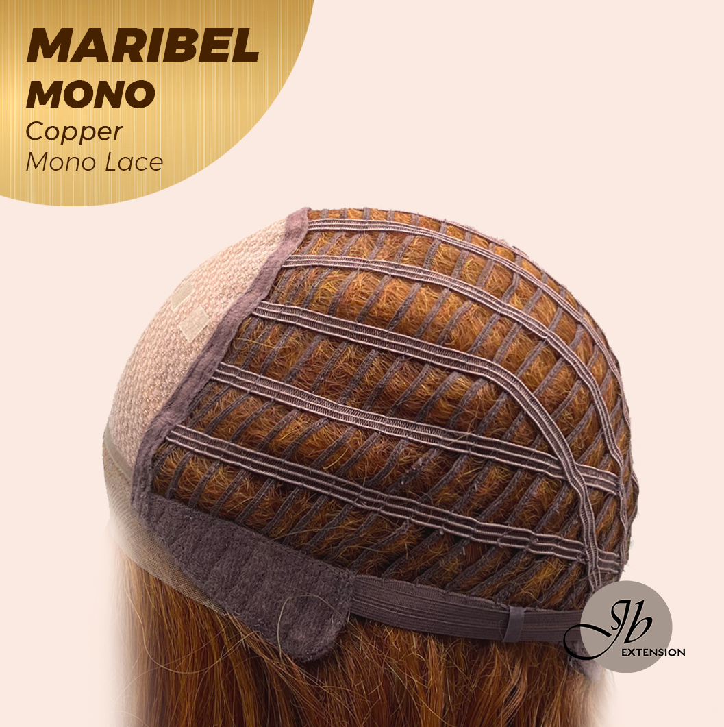 JBEXTENSION MARIBEL MONO COPPER Monofilament Handmade Wig 6X5 Full Monofilament Hand Tied Top Wig 16 Inches Copper Wave Mono Lace Wig With Anti-slip Silicone Strips Glueless Wig MARIBEL MONO COPPER【BENDY EAR TABS】