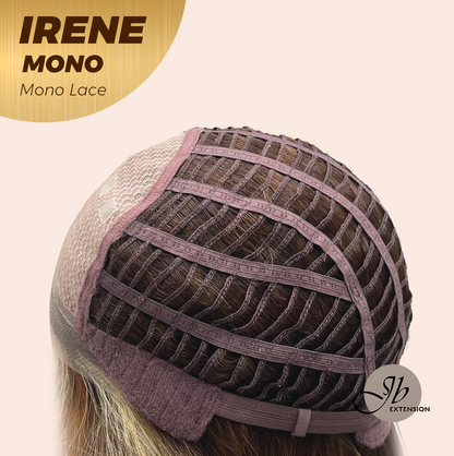 JBEXTENSION IRENE MONO Monofilament Handmade Wig 6X5 Full Monofilament Hand Tied Top Wig 19 Inches Caramel Blonde Highlight Curly Mono Lace Wig With Anti-slip Silicone Strips Glueless Wig IRENE MONO【BENDY EAR TABS】
