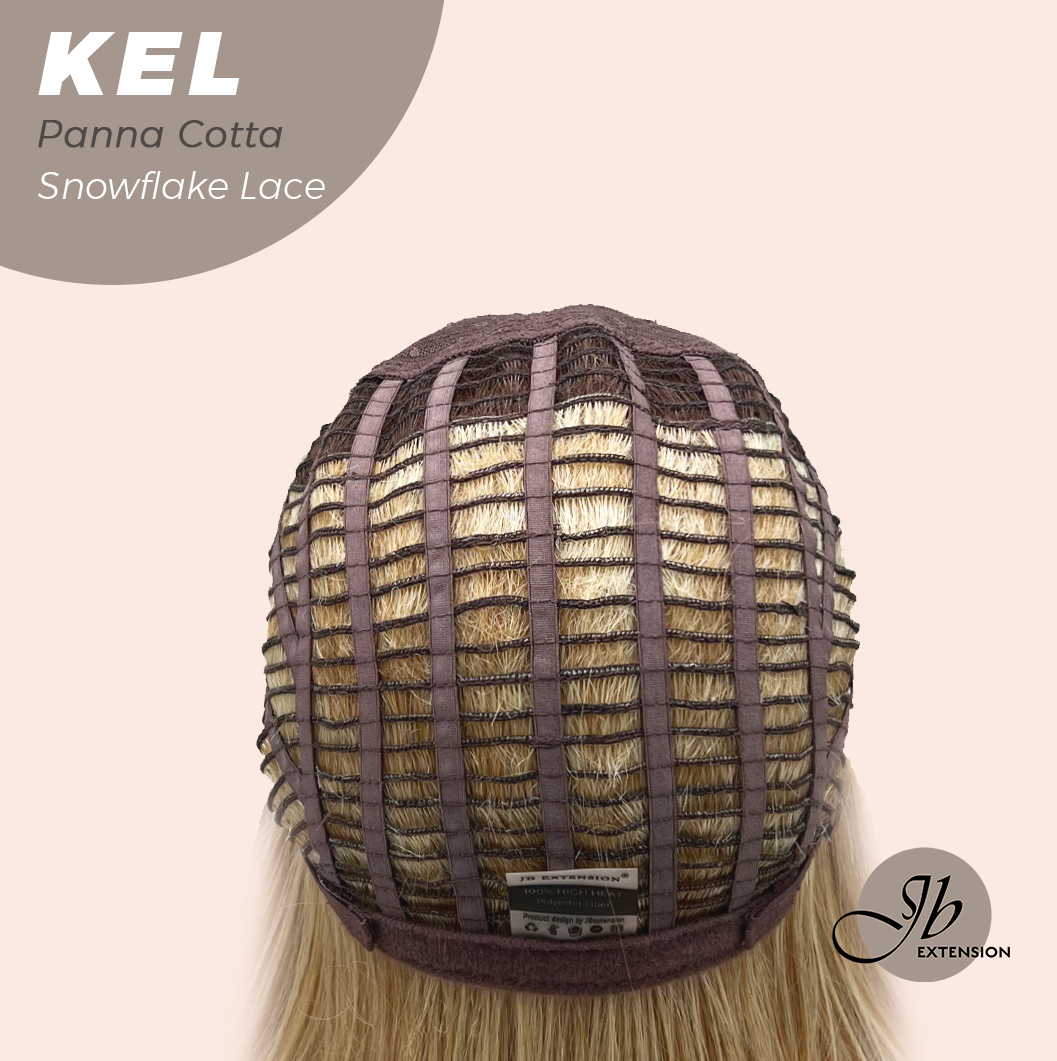 JBEXTENSION 22 Inches Panna Cotta Pre-Cut Snowflake Lace Frontlace Glueless Wig KEL PANNA COTTA【PERMATEASE】【BENDY EAR TABS】- M/L