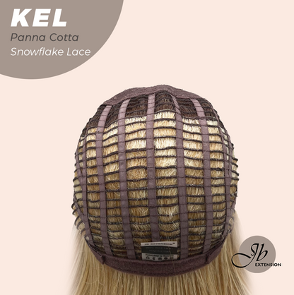 JBEXTENSION 22 Inches Panna Cotta Pre-Cut Snowflake Lace Frontlace Glueless Wig KEL PANNA COTTA【PERMATEASE】【BENDY EAR TABS】- M/L